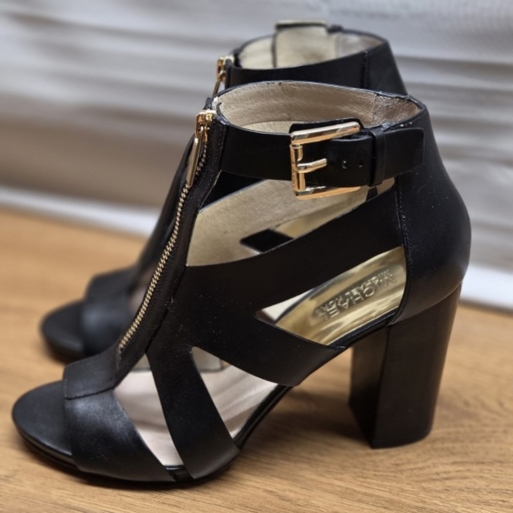 Michael Kors Anya Black Leather Pump Sandals